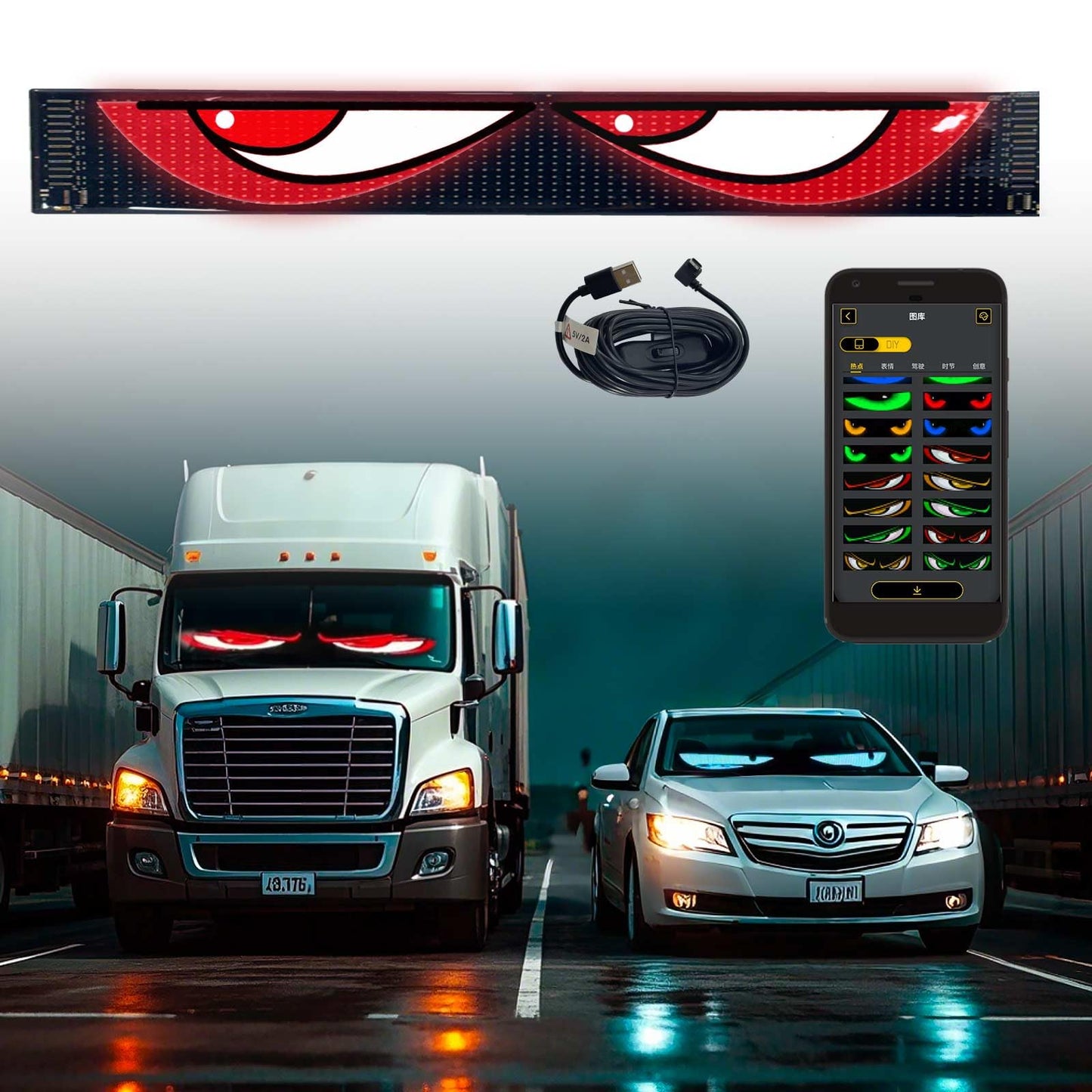 NovaMotor Flexible Screen LED Car Windshield Eyes