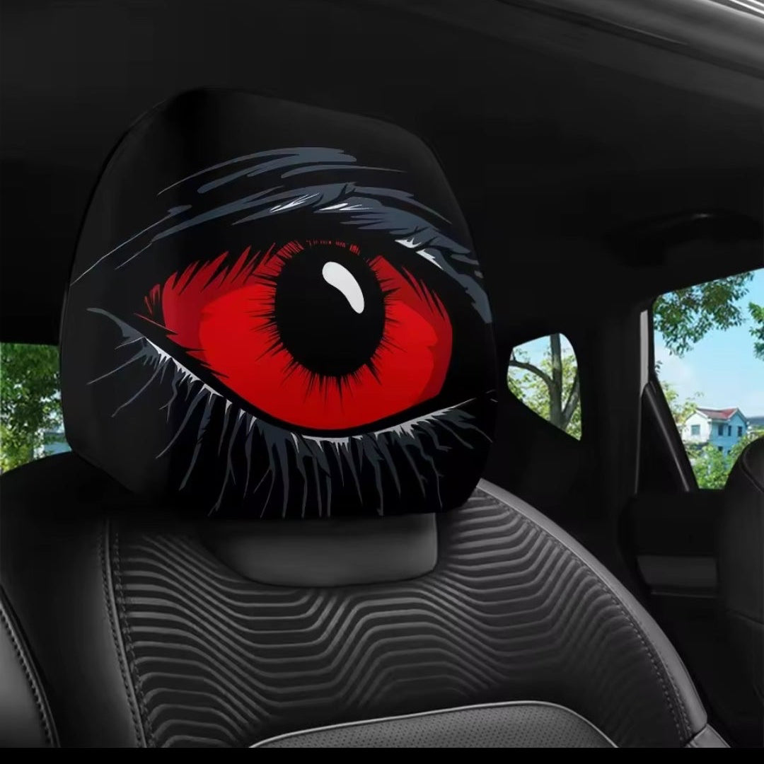 NovaMotor 2pc Red Devil's Eyes Headrest Covers