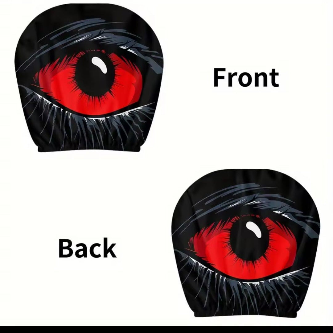 NovaMotor 2pc Red Devil's Eyes Headrest Covers